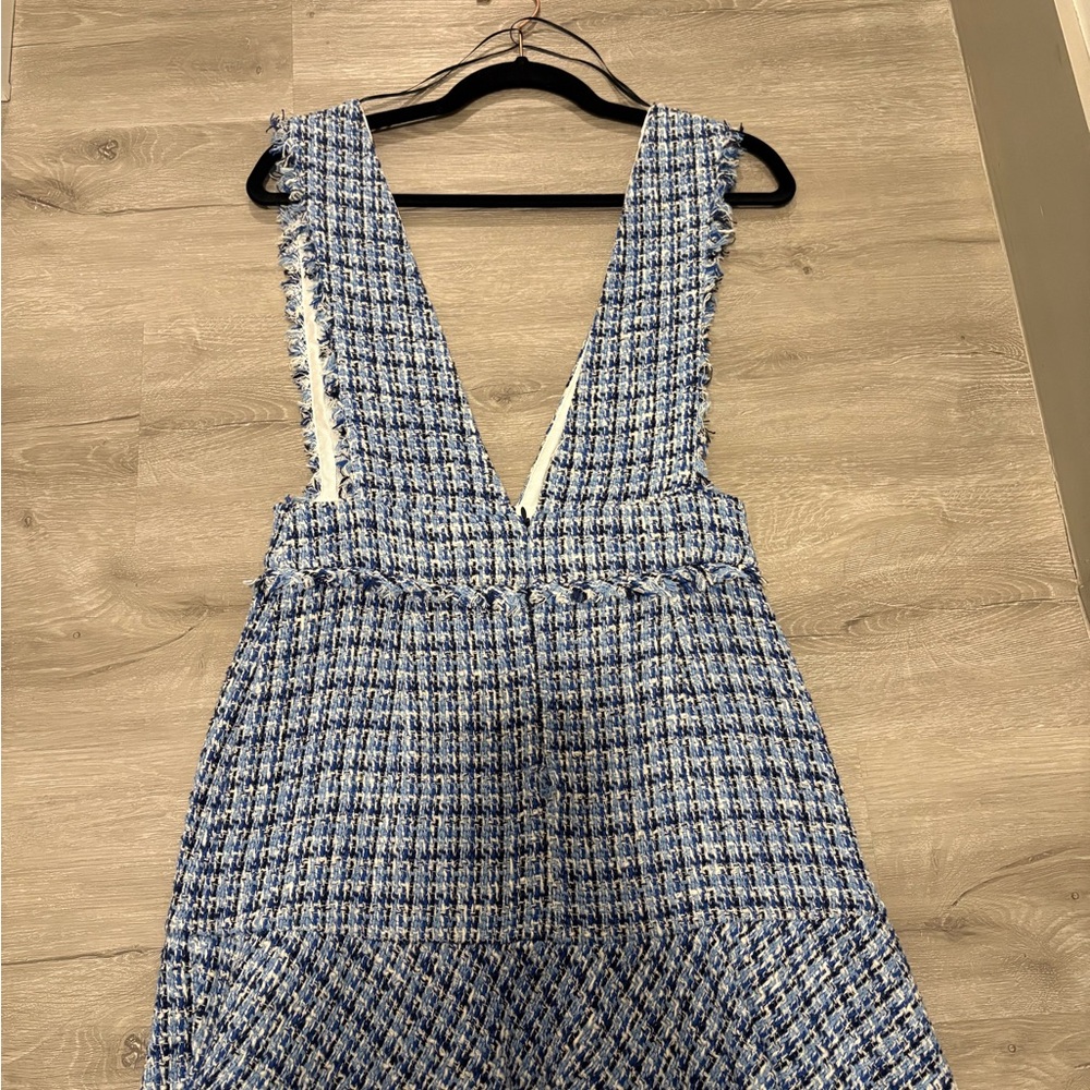 Elegant Blue Tweed Dress